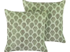 Set di 2 cuscini RUNGIA Velluto 45 x 45 cm Verde Trama floreale