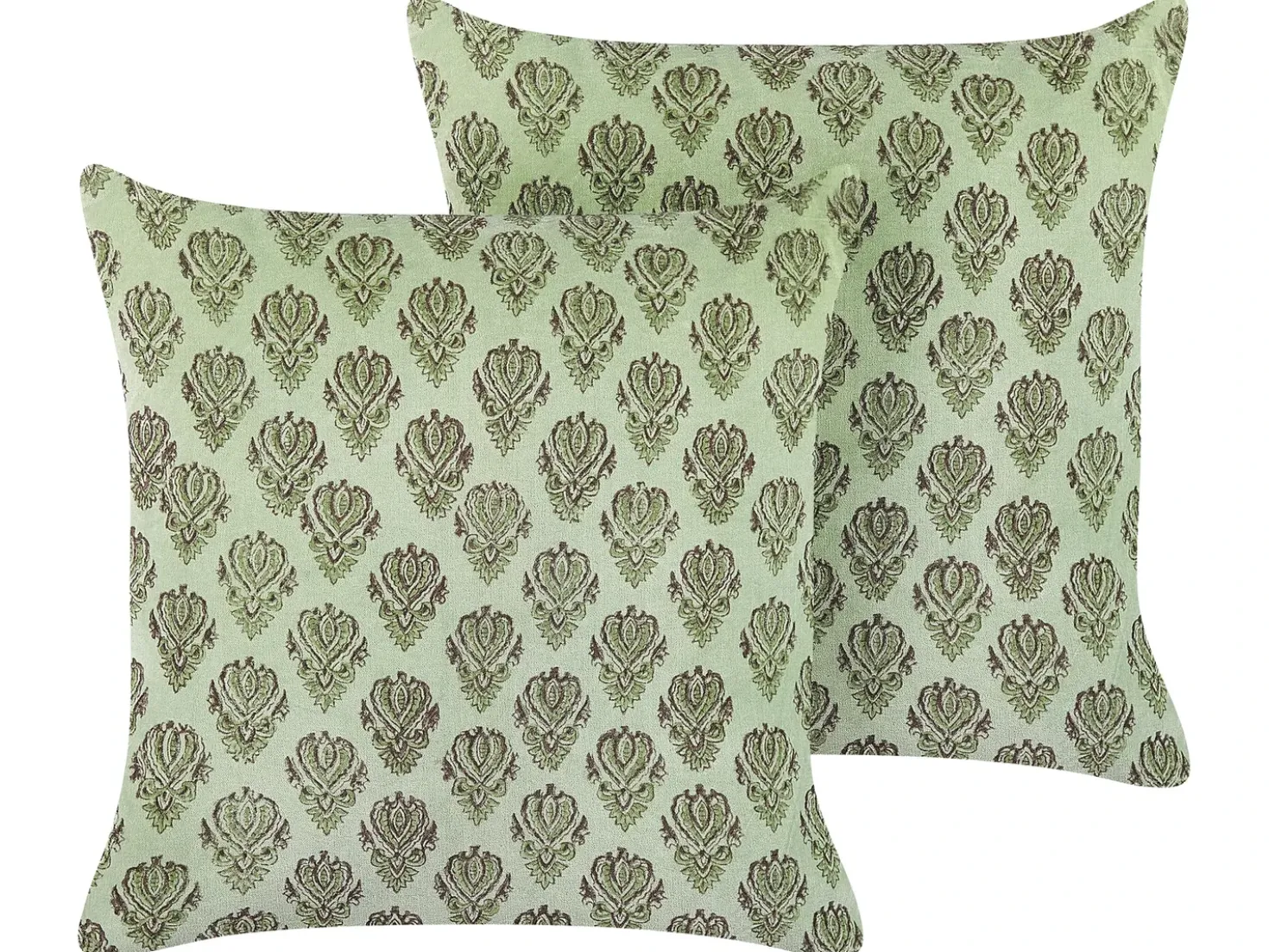 Set di 2 cuscini RUNGIA Velluto 45 x 45 cm Verde Trama floreale