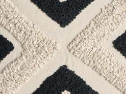 Set di 2 cuscini SARACA Cotone 45 x 45 cm Nero/Beige Trama geometrica