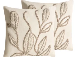 Set di 2 cuscini SAVINA Cotone 45 x 45 cm Bianco Trama floreale