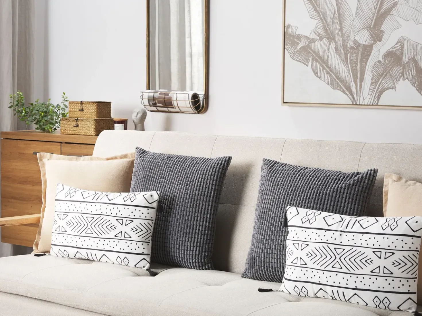 Set di 2 cuscini SCHEFFLERA Velluto 30 x 50 cm Bianco Trama geometrica