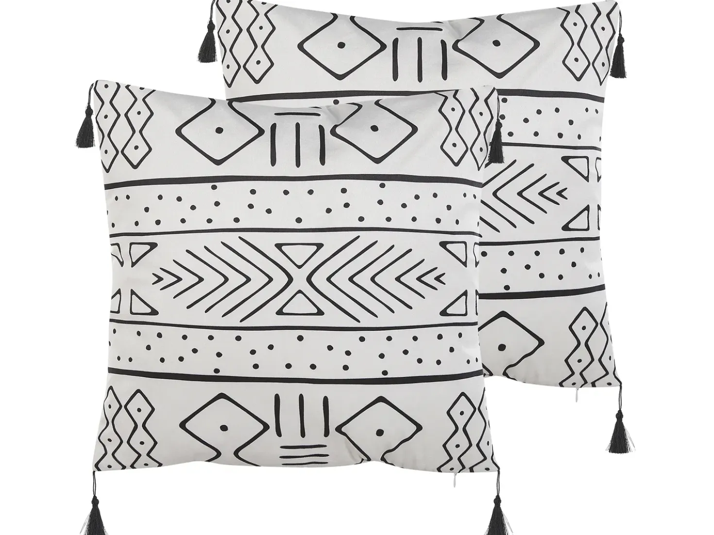 Set di 2 cuscini SCHEFFLERA Velluto 45 x 45 cm Bianco Trama geometrica