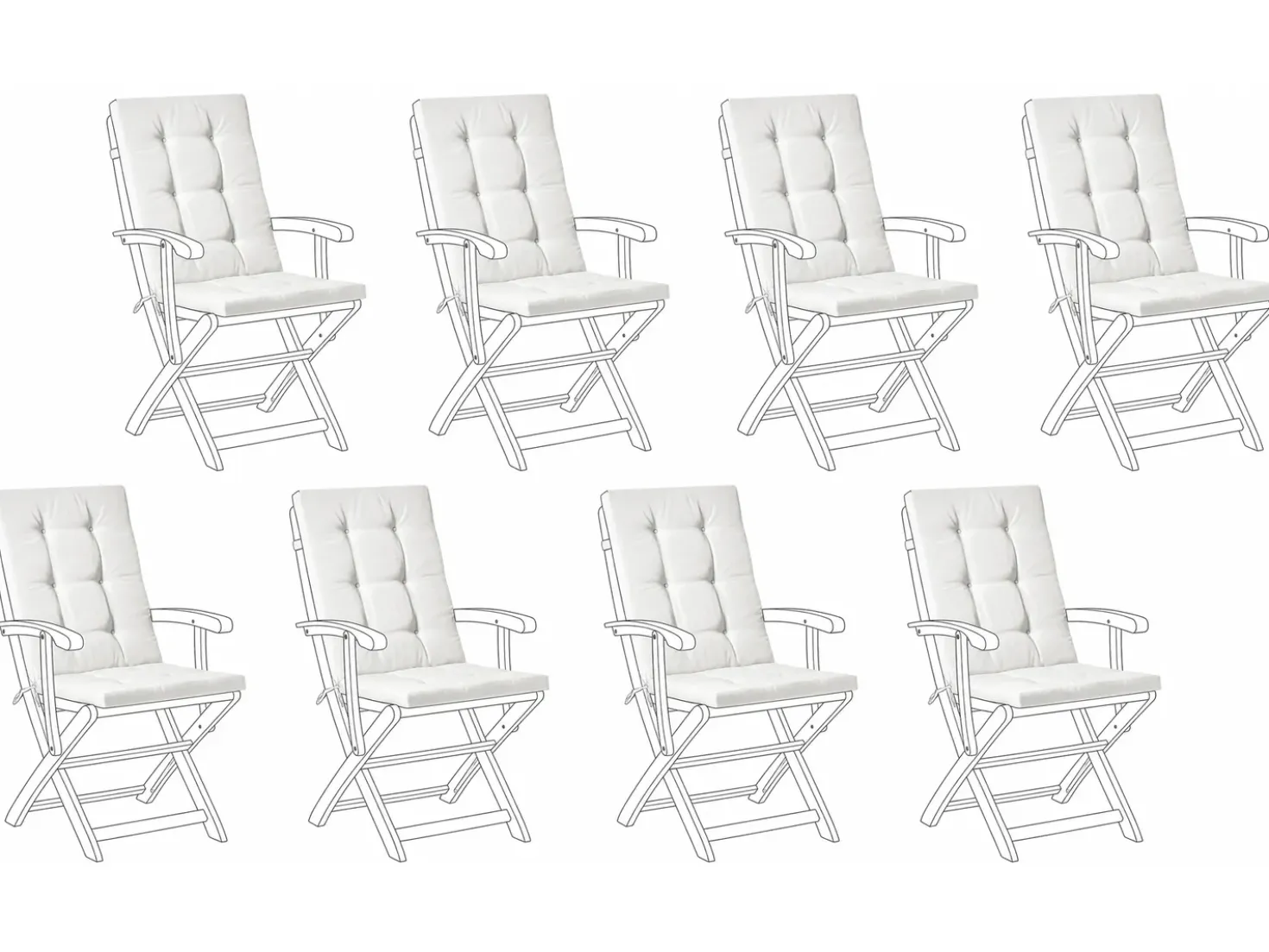 Set di 8 cuscini schienale/seduta MAUI PREMIUM Bianco sporco