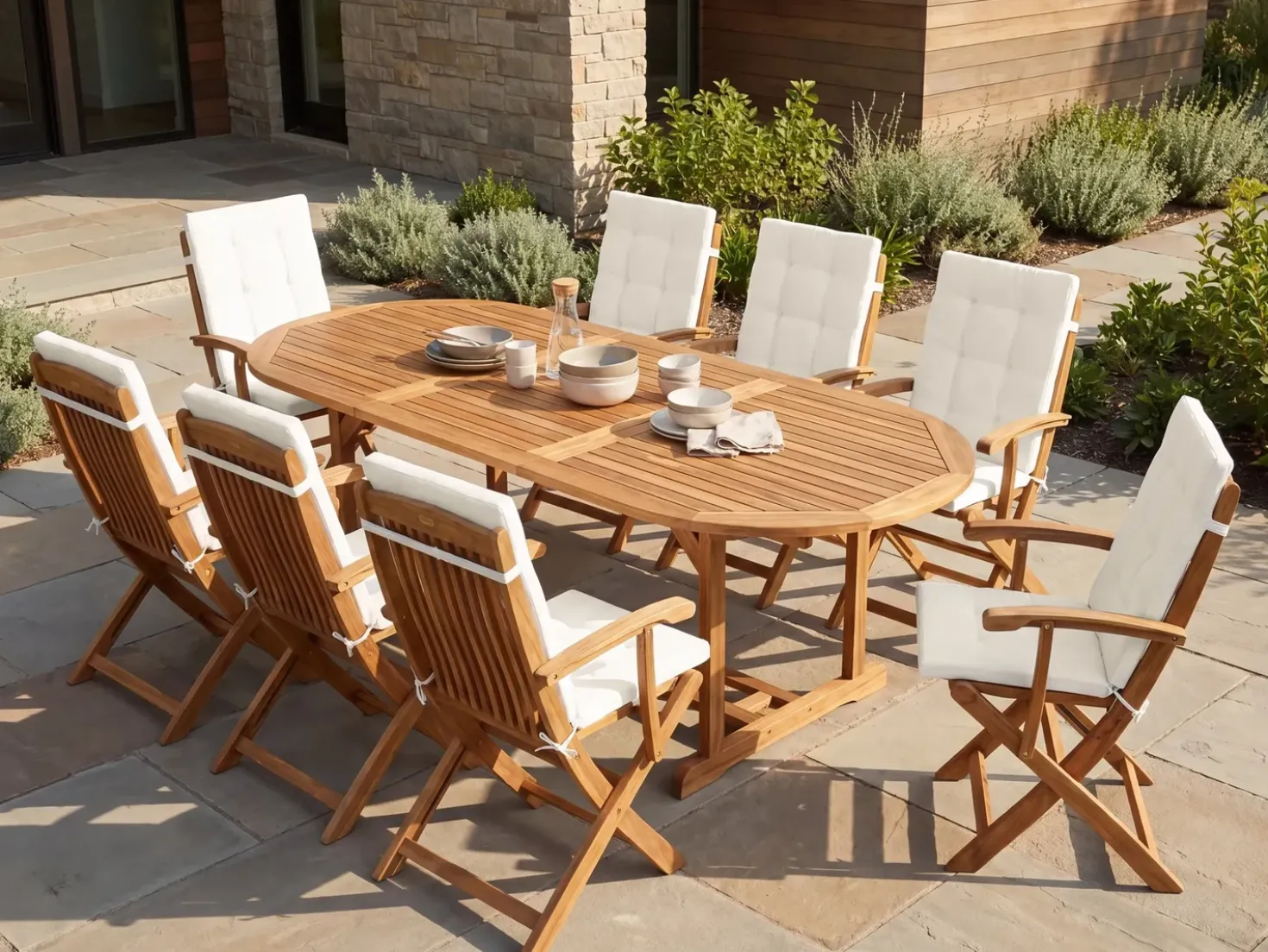 Set di 8 cuscini schienale/seduta MAUI PREMIUM Bianco sporco