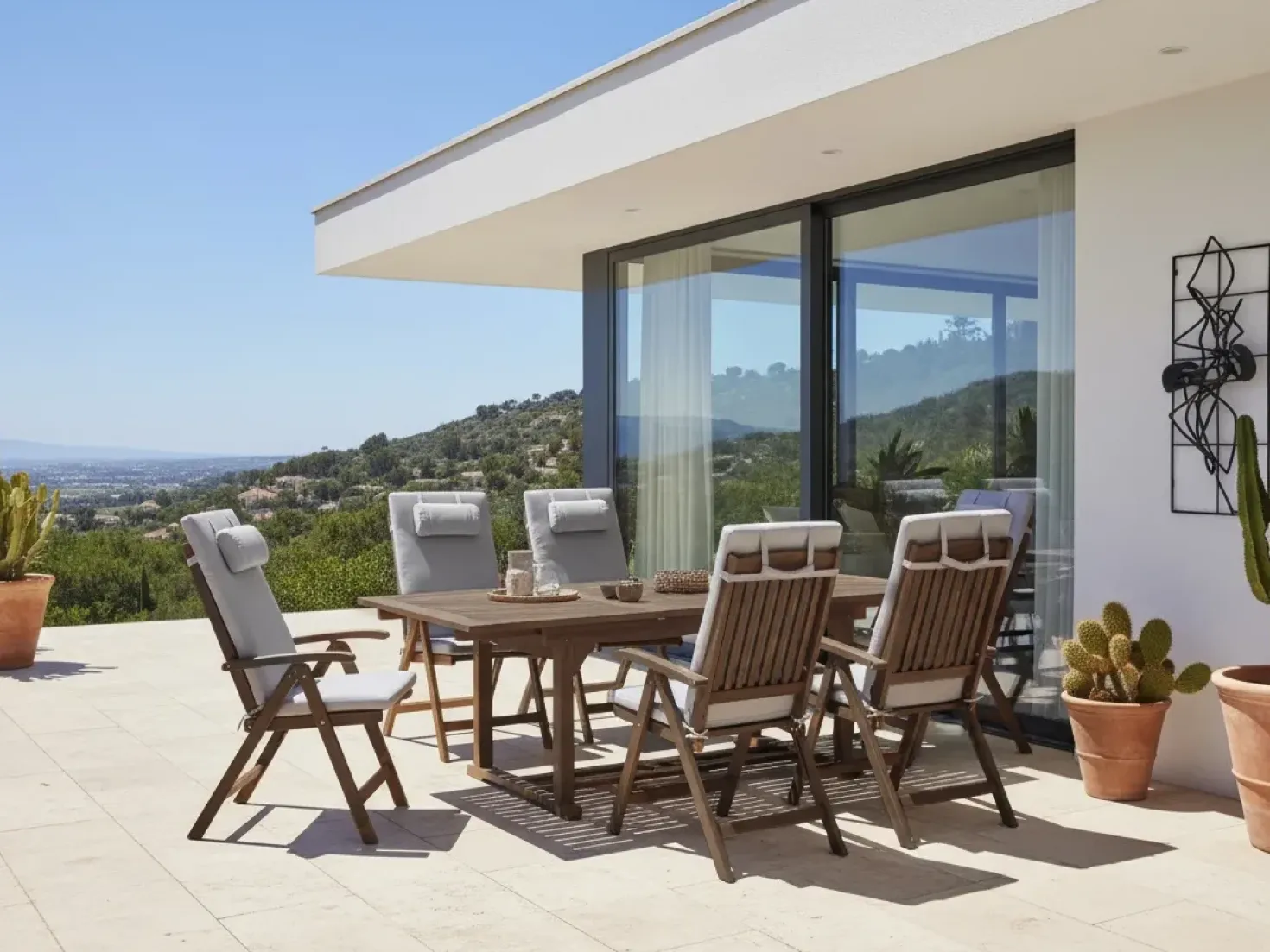 Set di 6 cuscini schienale/seduta JAVA/AMANTEA PREMIUM 50 x 71 cm Grigio chiaro