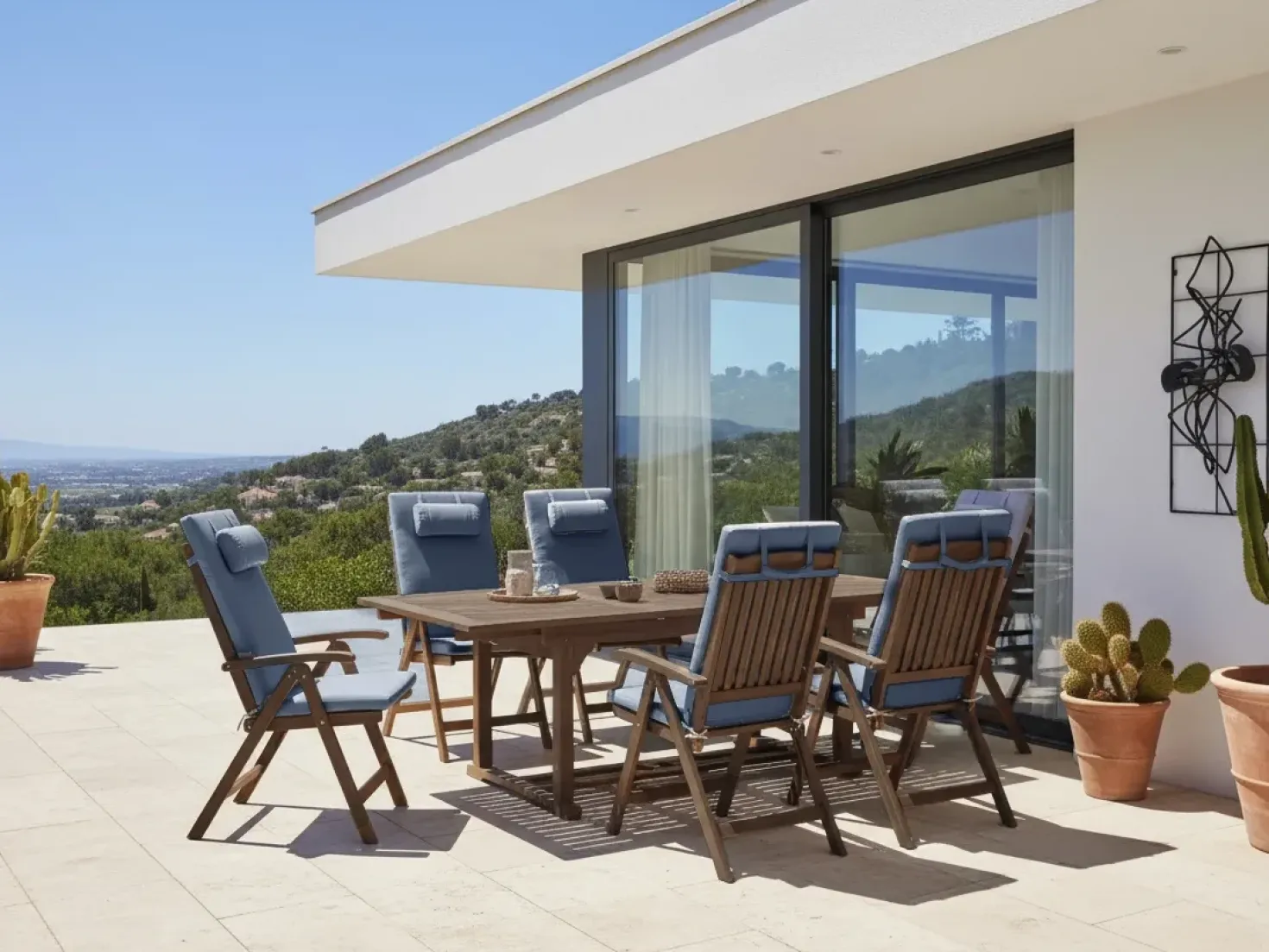 Set di 6 cuscini schienale/seduta JAVA/AMANTEA PREMIUM 50 x 71 cm Blu
