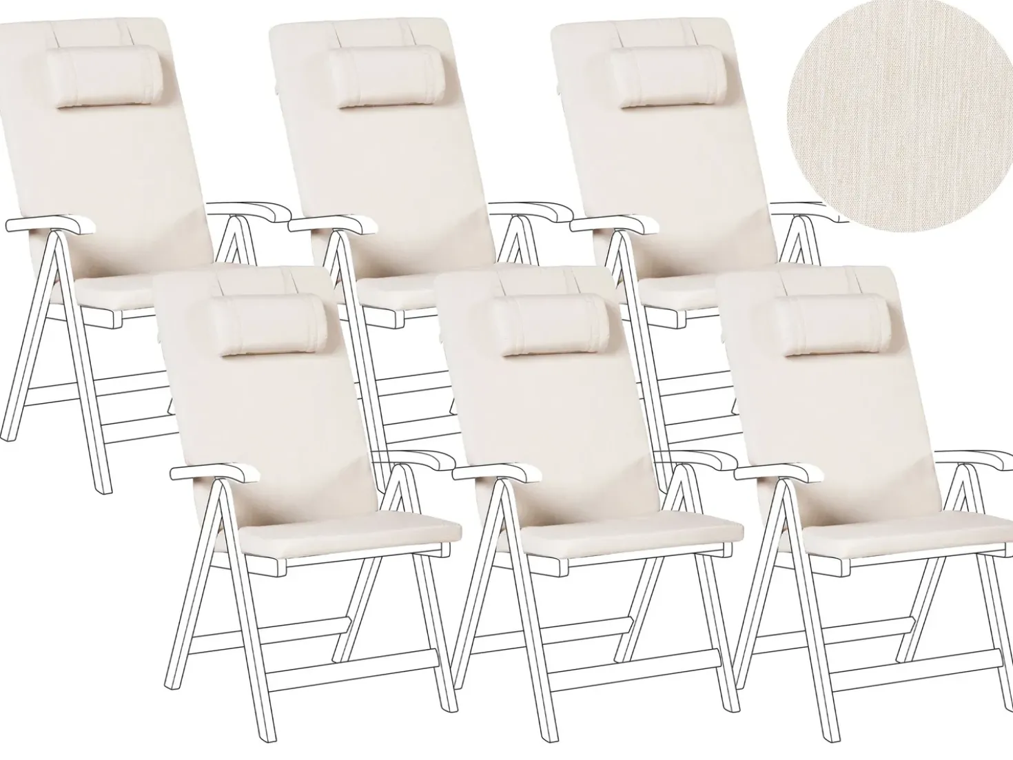 Set di 6 cuscini schienale/seduta JAVA/AMANTEA PREMIUM 50 x 71 cm Beige chiaro