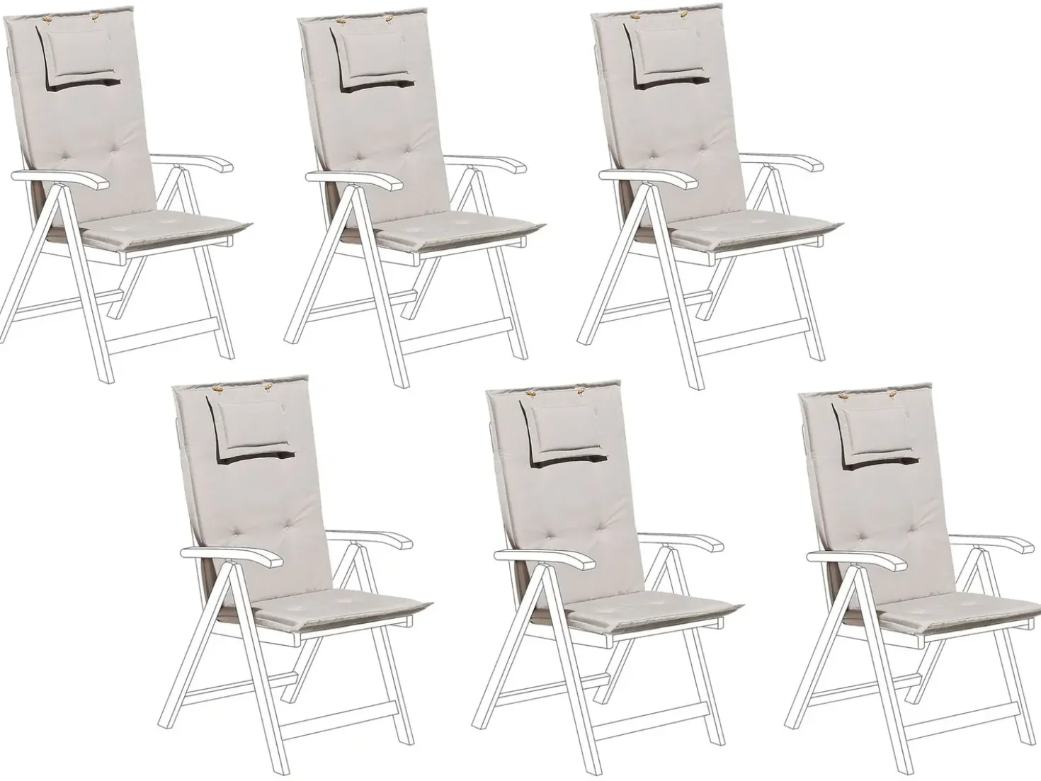 Set di 6 Cuscini Schiena/Seduta JAVA/AMANTEA 50 x 70 cm Tortora