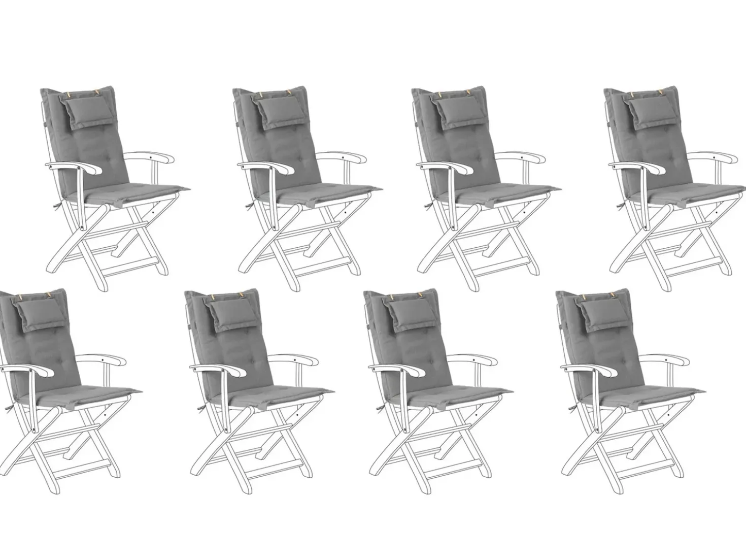 Set di 8 Cuscini Schiena/Seduta MAUI 40 x 54 cm Grigio