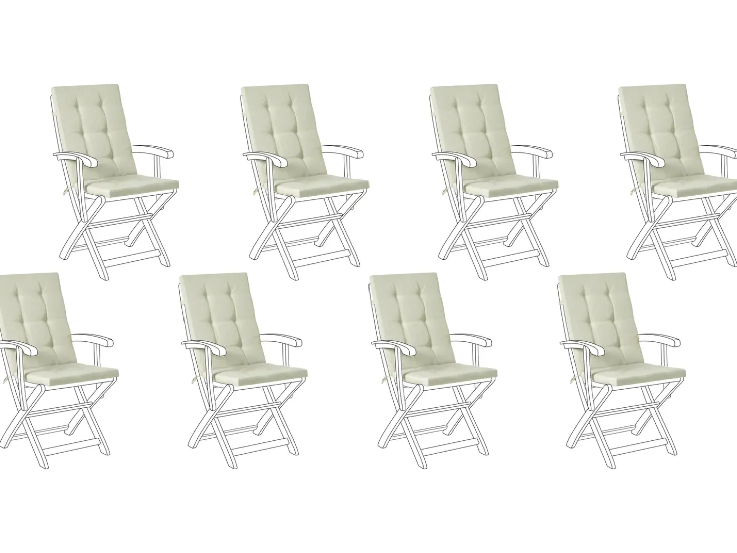 Set di 8 Cuscini Schiena/Seduta MAUI PREMIUM Verde chiaro