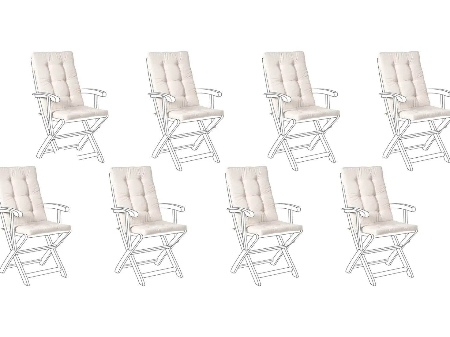 Set di 8 Cuscini Schiena/Seduta MAUI PREMIUM Beige chiaro