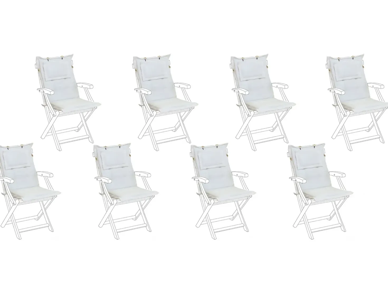 Set di 8 Cuscini Schiena/Seduta MAUI 40 x 54 cm Bianco sporco