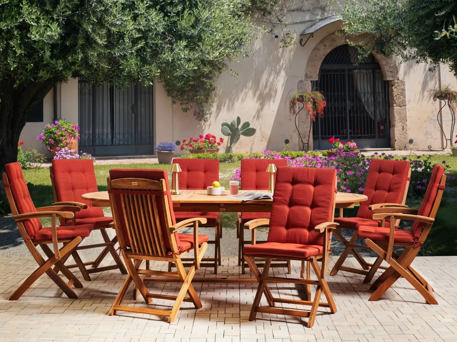 Set di 8 Cuscini Schiena/Seduta MAUI PREMIUM Rosso