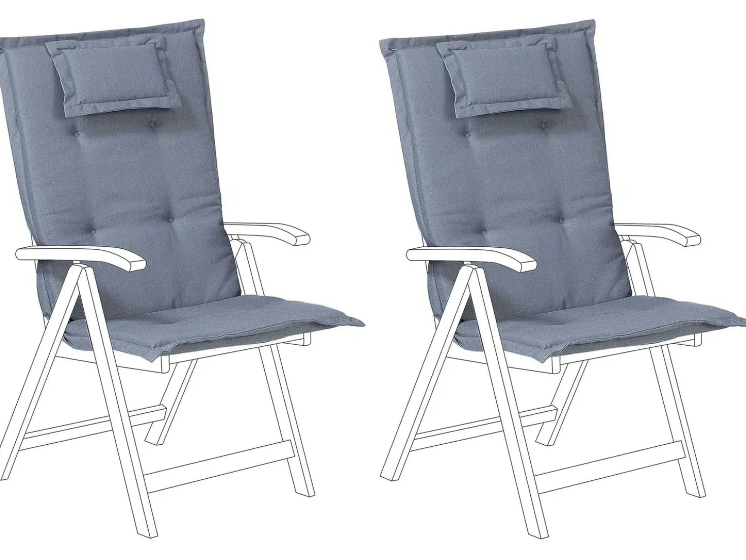 Set di 2 cuscini Schiena/Seduta JAVA/AMANTEA 50 x 70 cm Blu