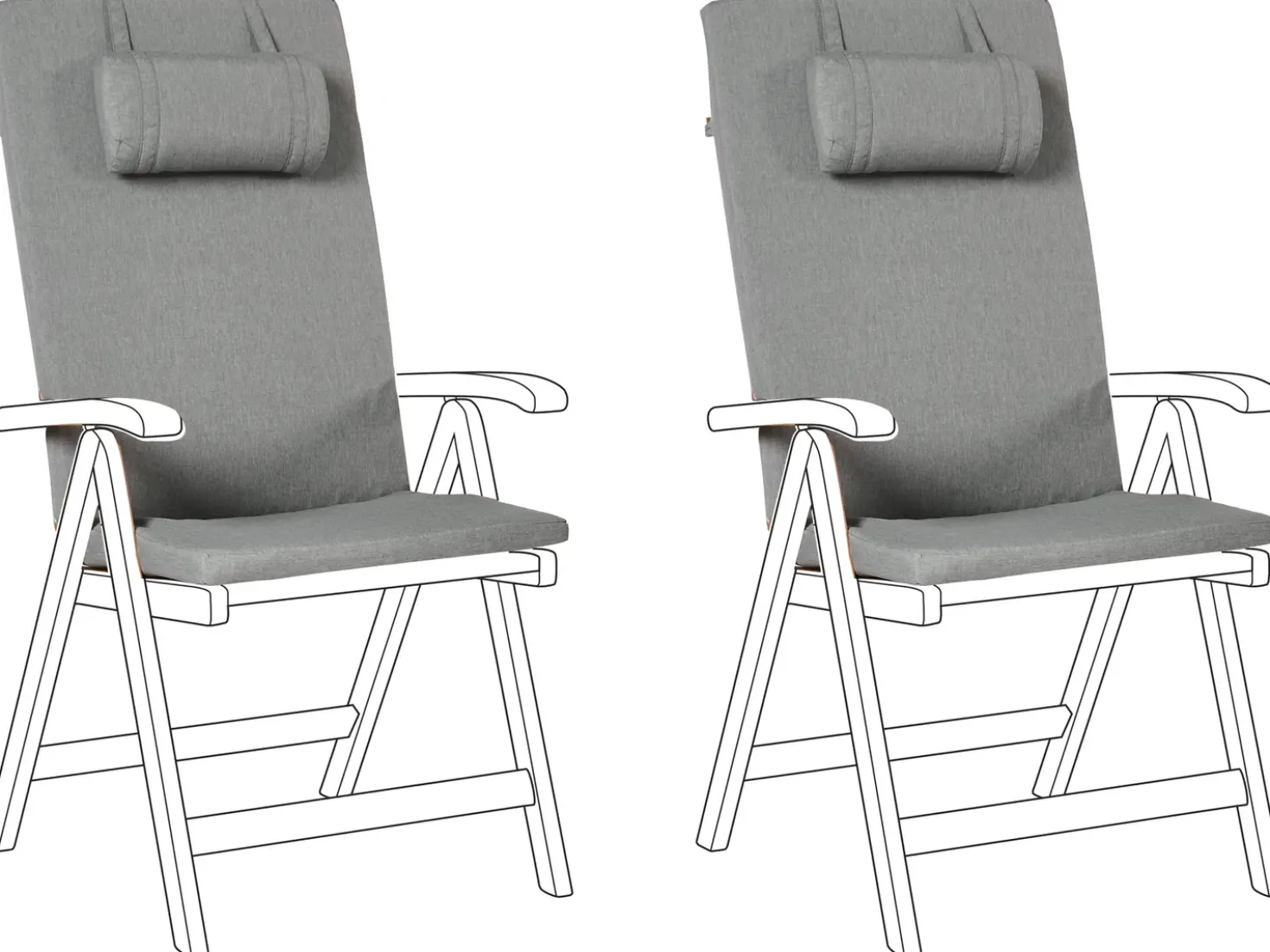 Set di 2 cuscini Schiena/Seduta JAVA/AMANTEA PREMIUM 50 x 71 cm Grigio melange