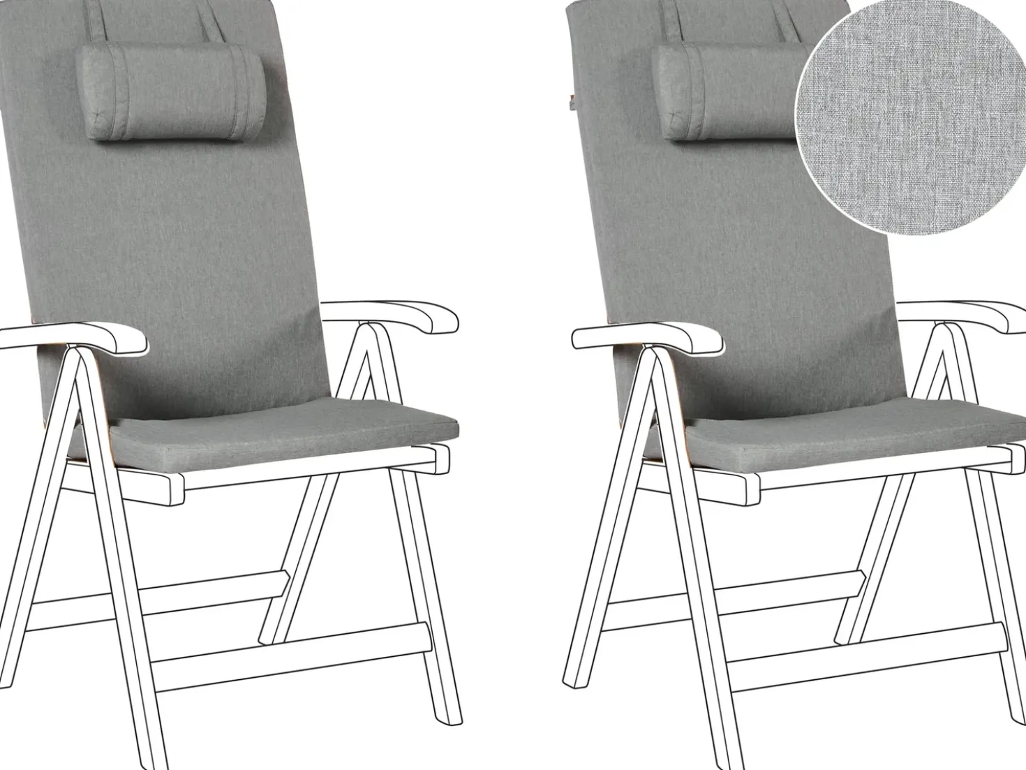 Set di 2 cuscini Schiena/Seduta JAVA/AMANTEA PREMIUM 50 x 71 cm Grigio melange