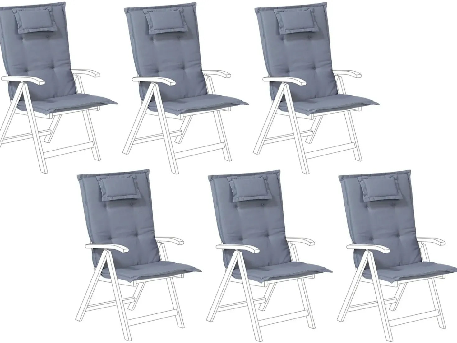 Set di 6 Cuscini Schiena/Seduta JAVA/AMANTEA 50 x 70 cm Blu