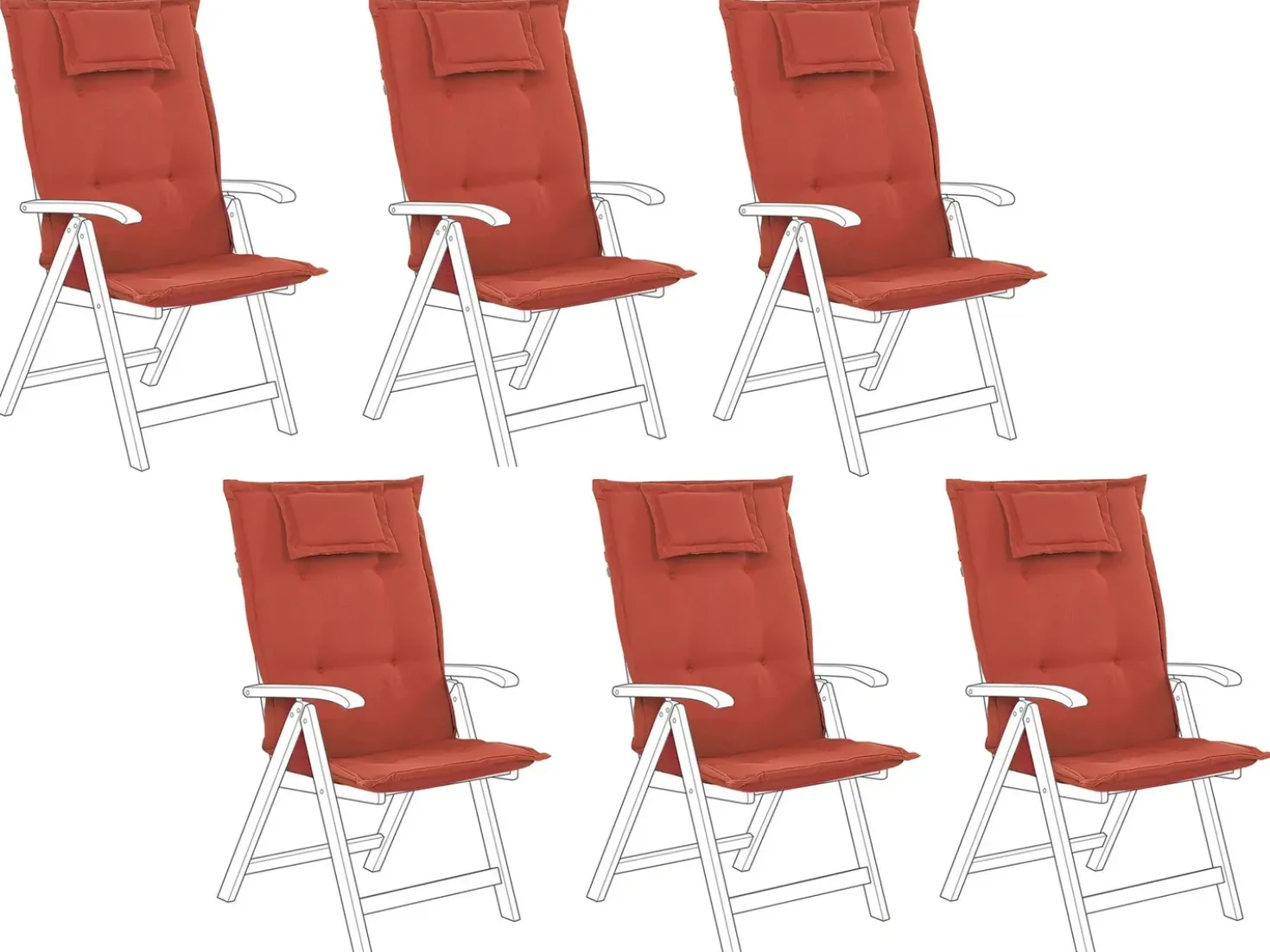 Set di 6 Cuscini Schiena/Seduta JAVA/AMANTEA 50 x 70 cm Rosso scuro