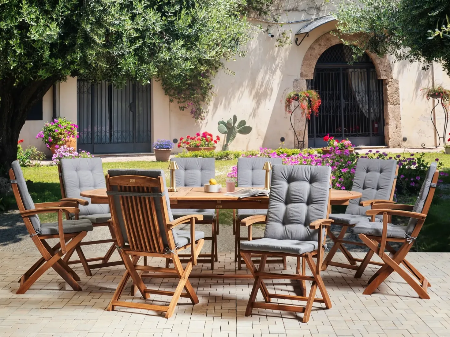 Set di 8 Cuscini Schiena/Seduta MAUI PREMIUM Grigio melange