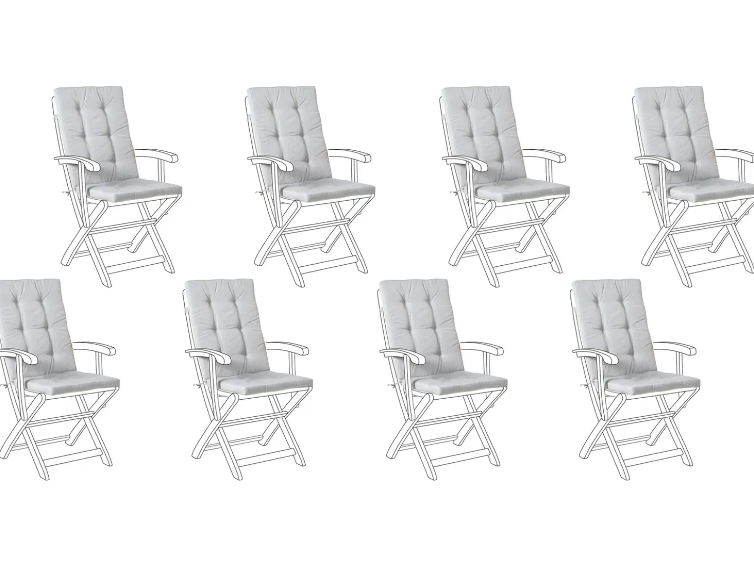 Set di 8 Cuscini Schiena/Seduta MAUI PREMIUM Grigio melange