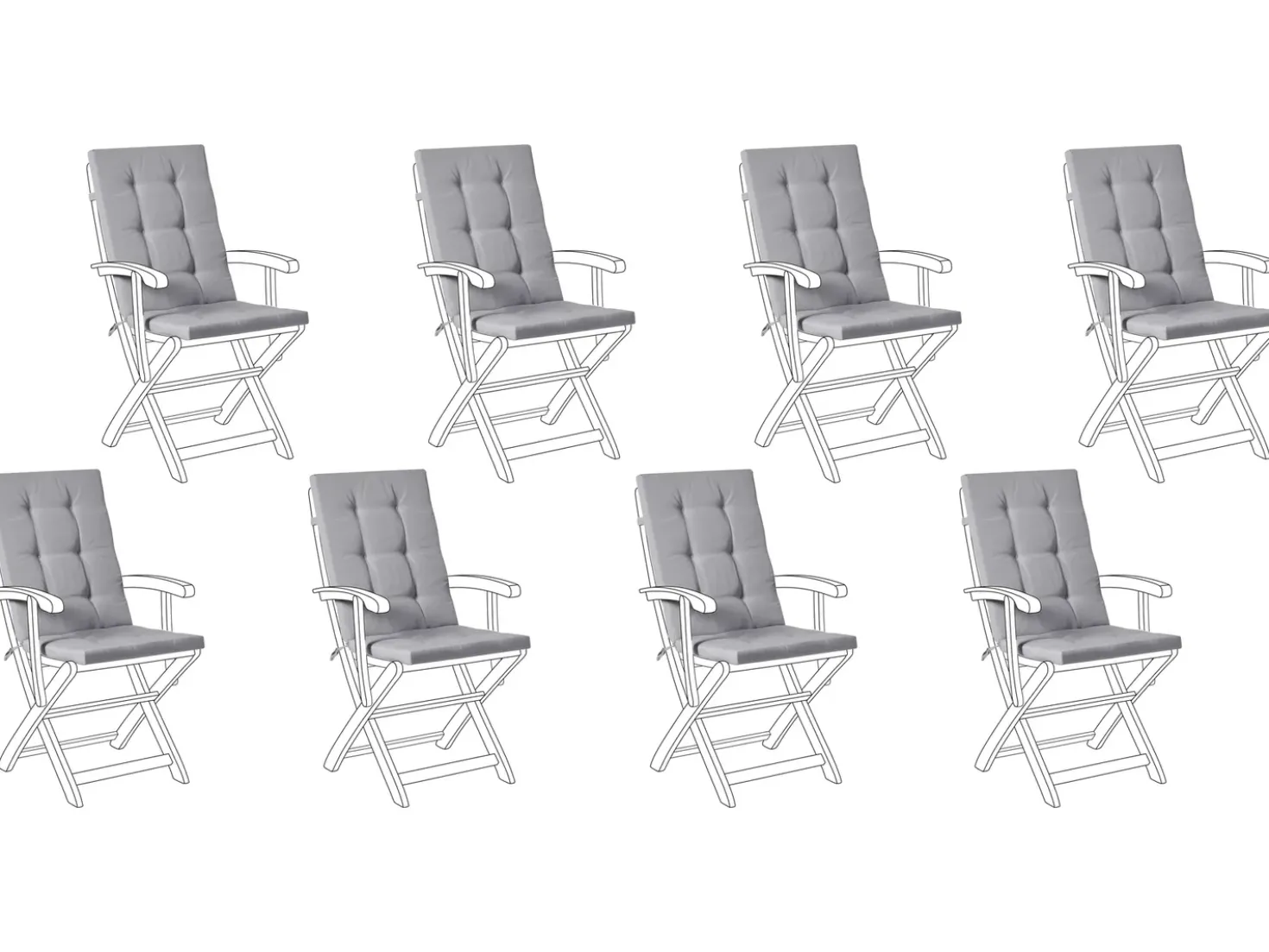Set di 8 Cuscini Schiena/Seduta MAUI PREMIUM Grigio chiaro
