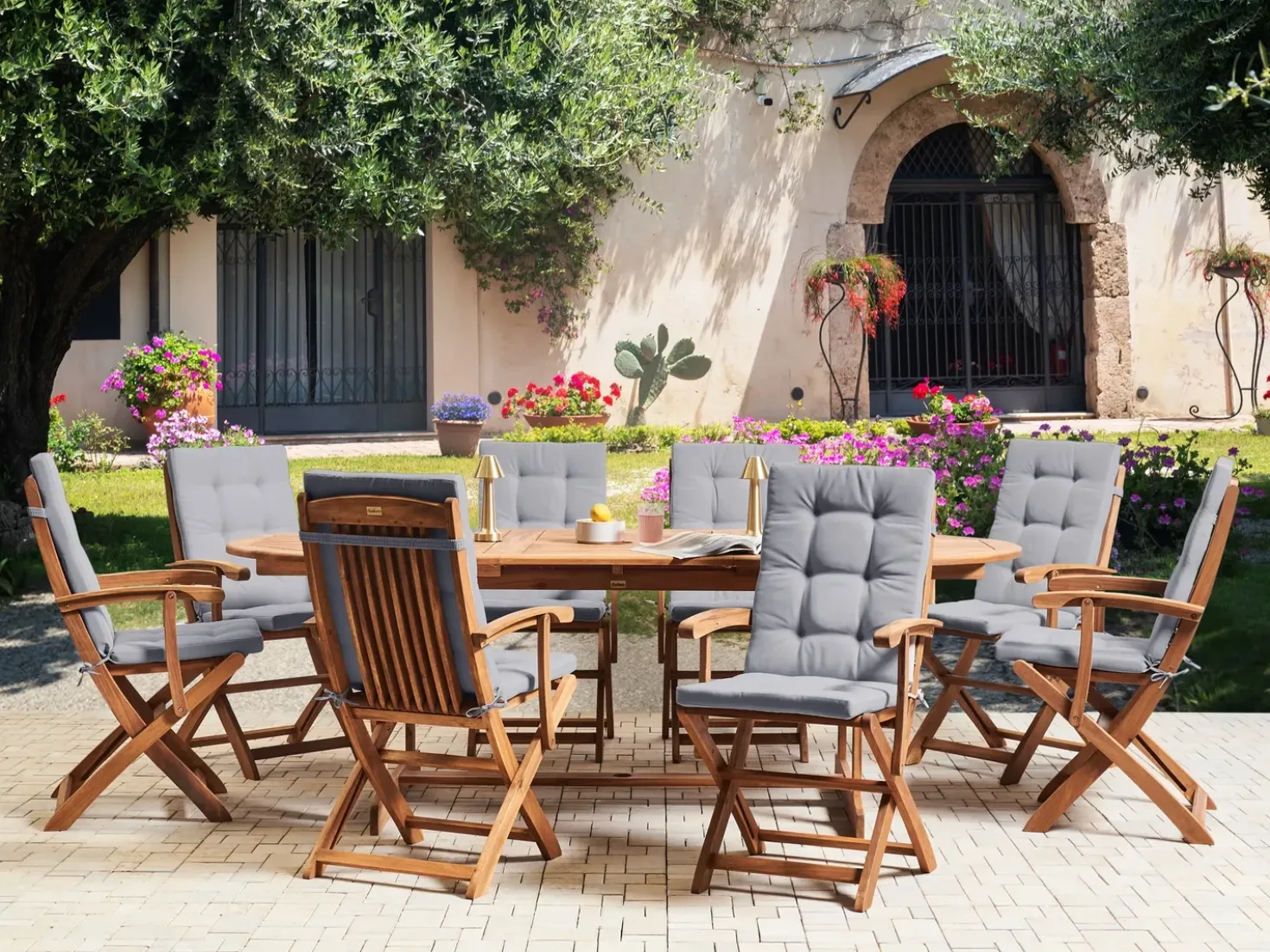 Set di 8 Cuscini Schiena/Seduta MAUI PREMIUM Grigio chiaro