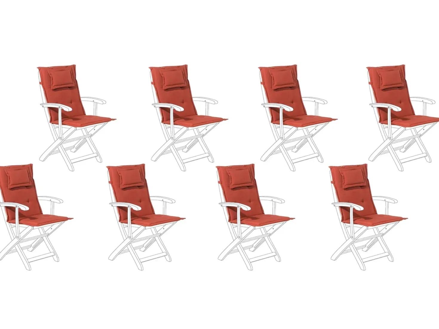 Set di 8 Cuscini Schiena/Seduta MAUI 40 x 54 cm Rosso scuro
