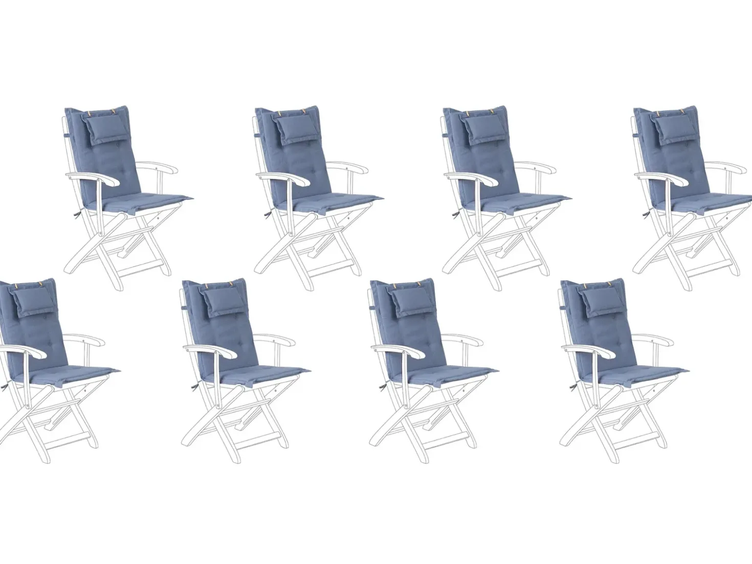 Set di 8 Cuscini Schiena/Seduta MAUI 40 x 54 cm Blu