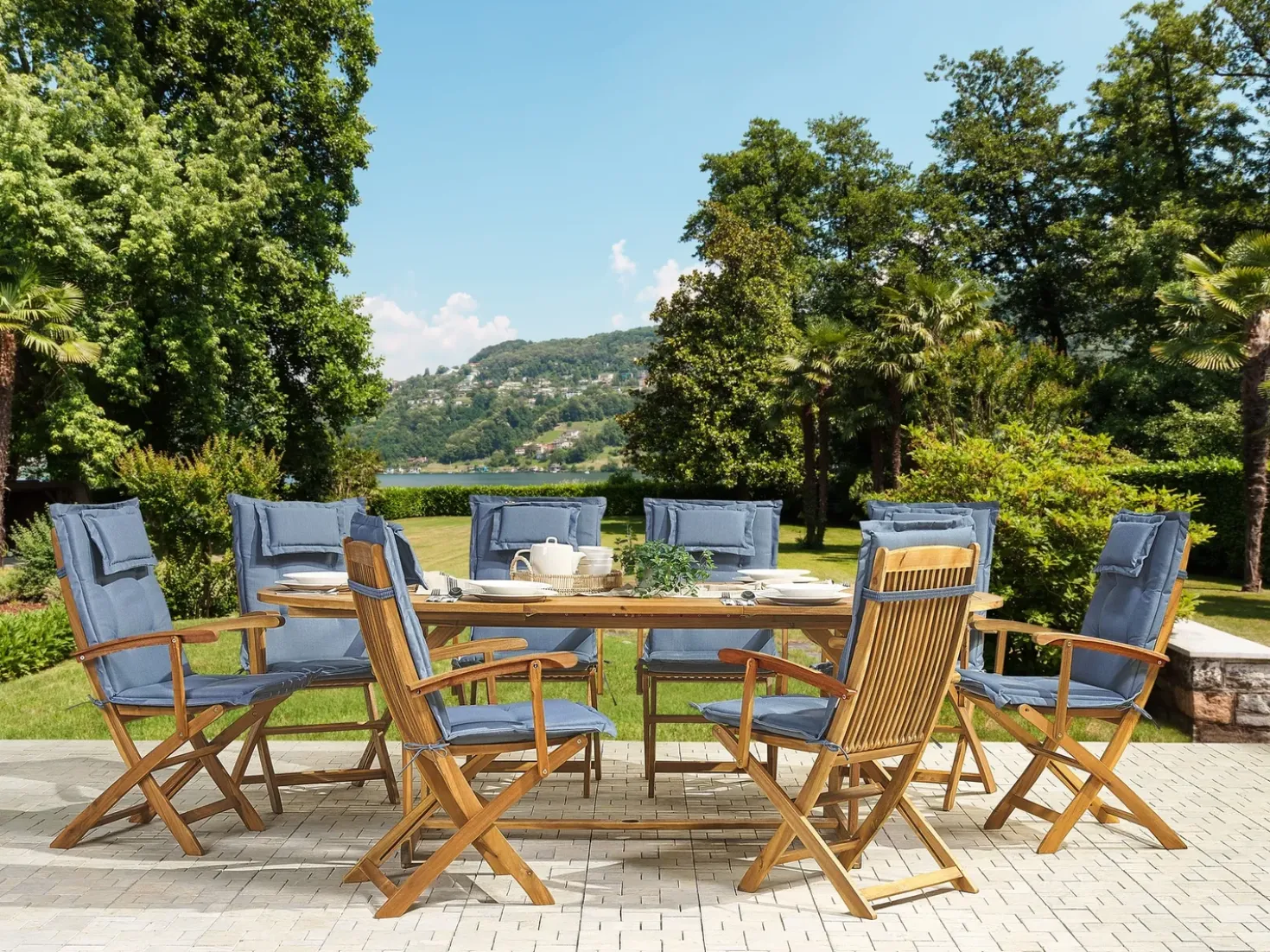 Set di 8 Cuscini Schiena/Seduta MAUI 40 x 54 cm Blu