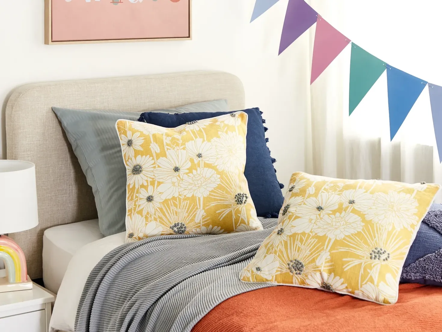 Set di 2 cuscini SCIRPUS Cotone 45 x 45 cm Giallo Trama floreale