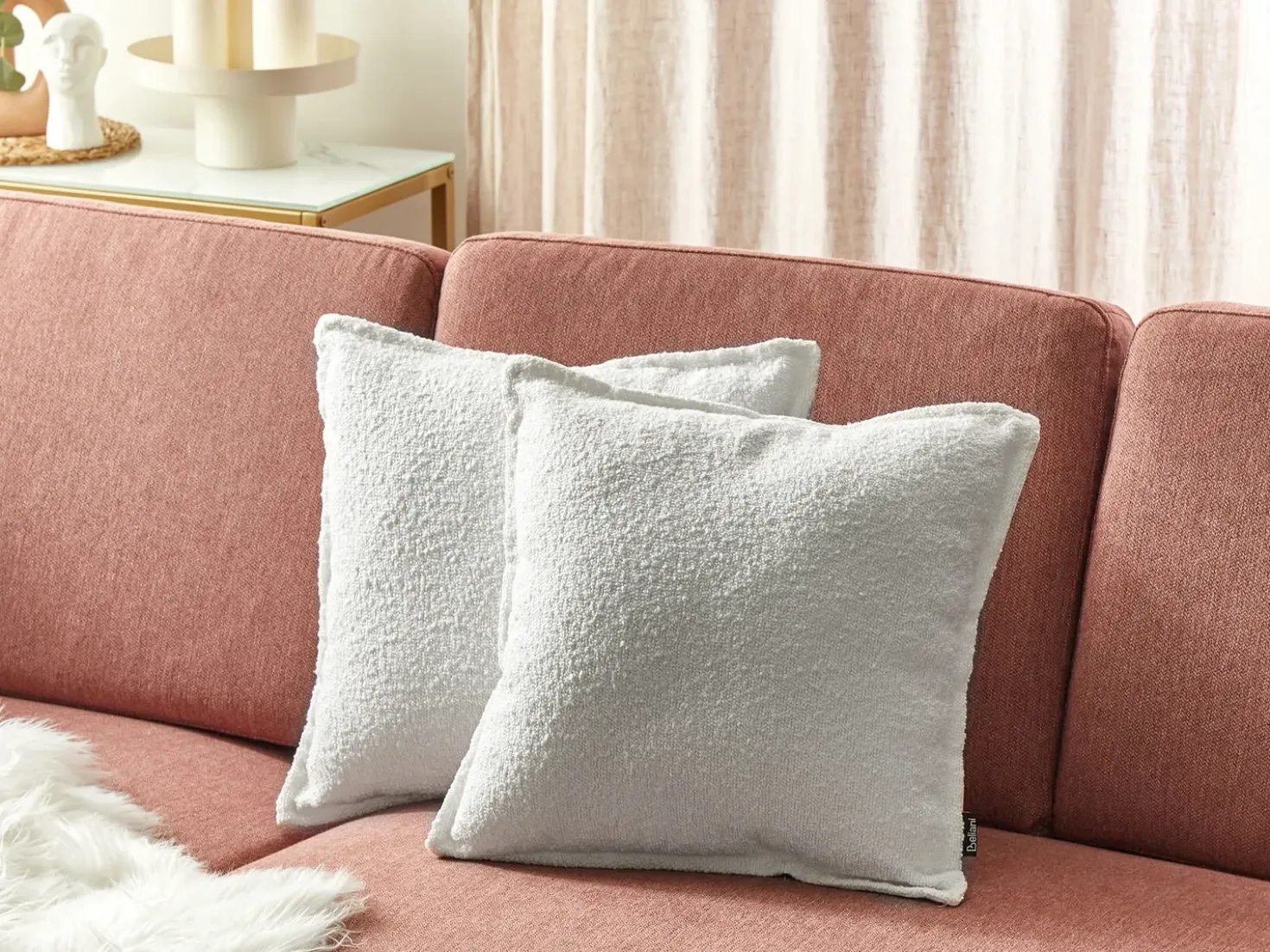 Set di 2 cuscini SENECIA Bouclé 45 x 45 cm Bianco sporco Tinta unita