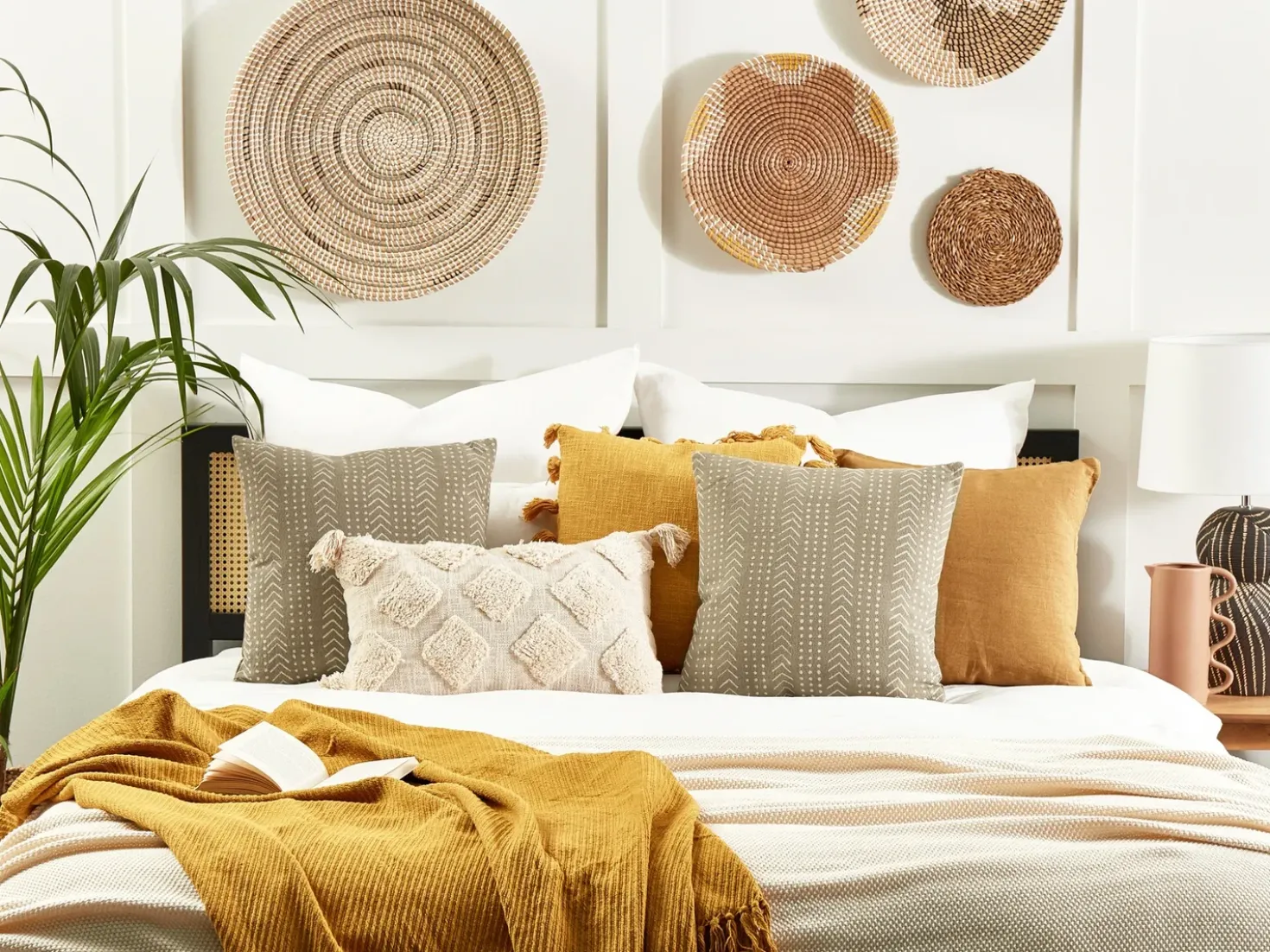 Set di 2 cuscini SENECIO Cotone 45 x 45 cm Beige Trama geometrica