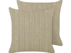 Set di 2 cuscini SENECIO Cotone 45 x 45 cm Beige Trama geometrica