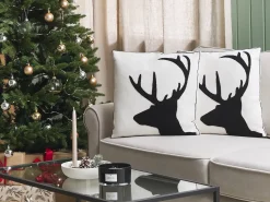 Set di 2 cuscini SHADRACK Cotone 45 x 45 cm Bianco Modello natalizio