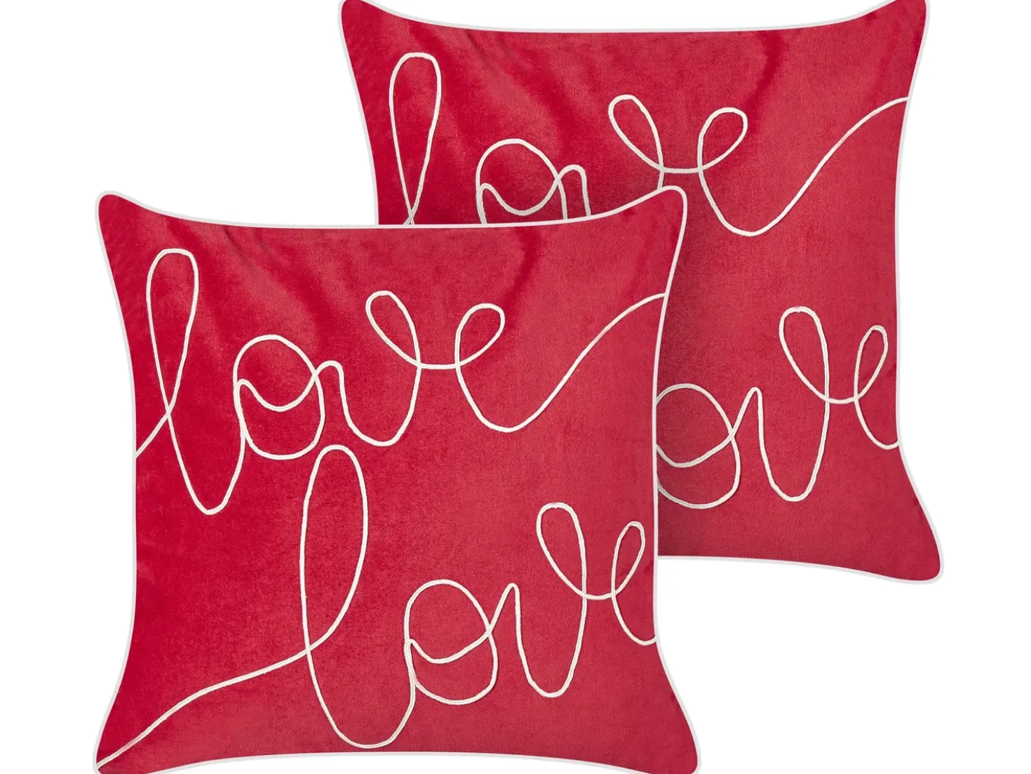 Set di 2 cuscini SIDERASIS Velluto 45 x 45 cm Rosso Scritta