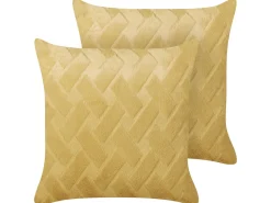 Set di 2 cuscini SITAPUR Finta pelliccia 45 x 45 cm Senape Tinta unita
