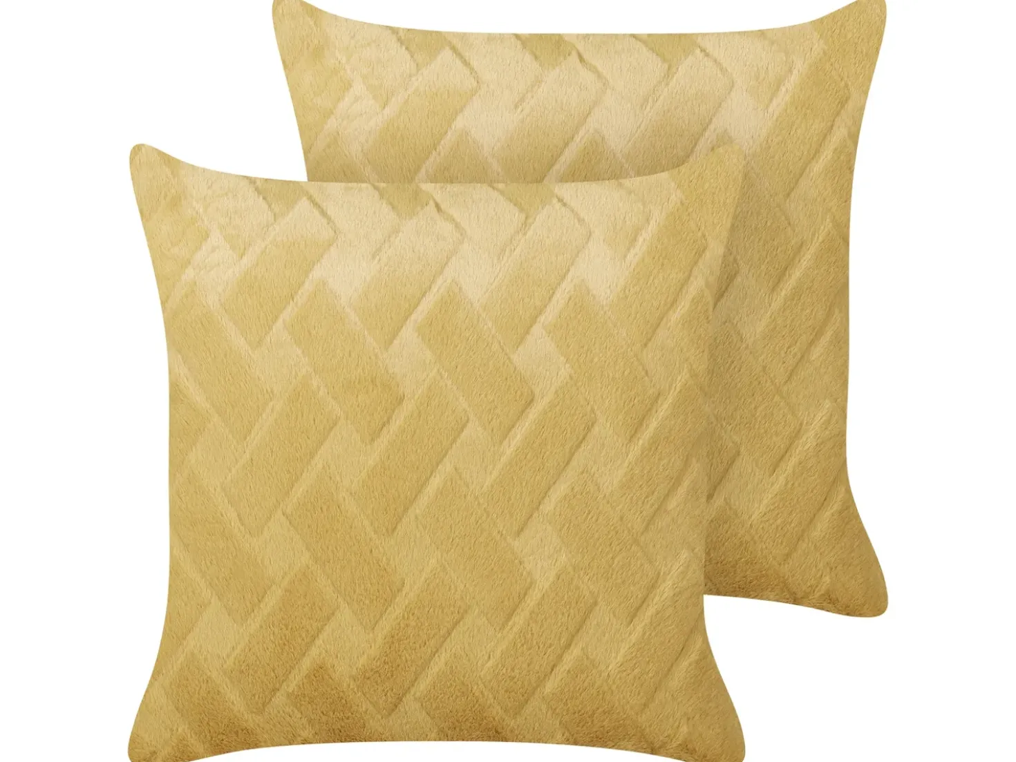 Set di 2 cuscini SITAPUR Finta pelliccia 45 x 45 cm Senape Tinta unita