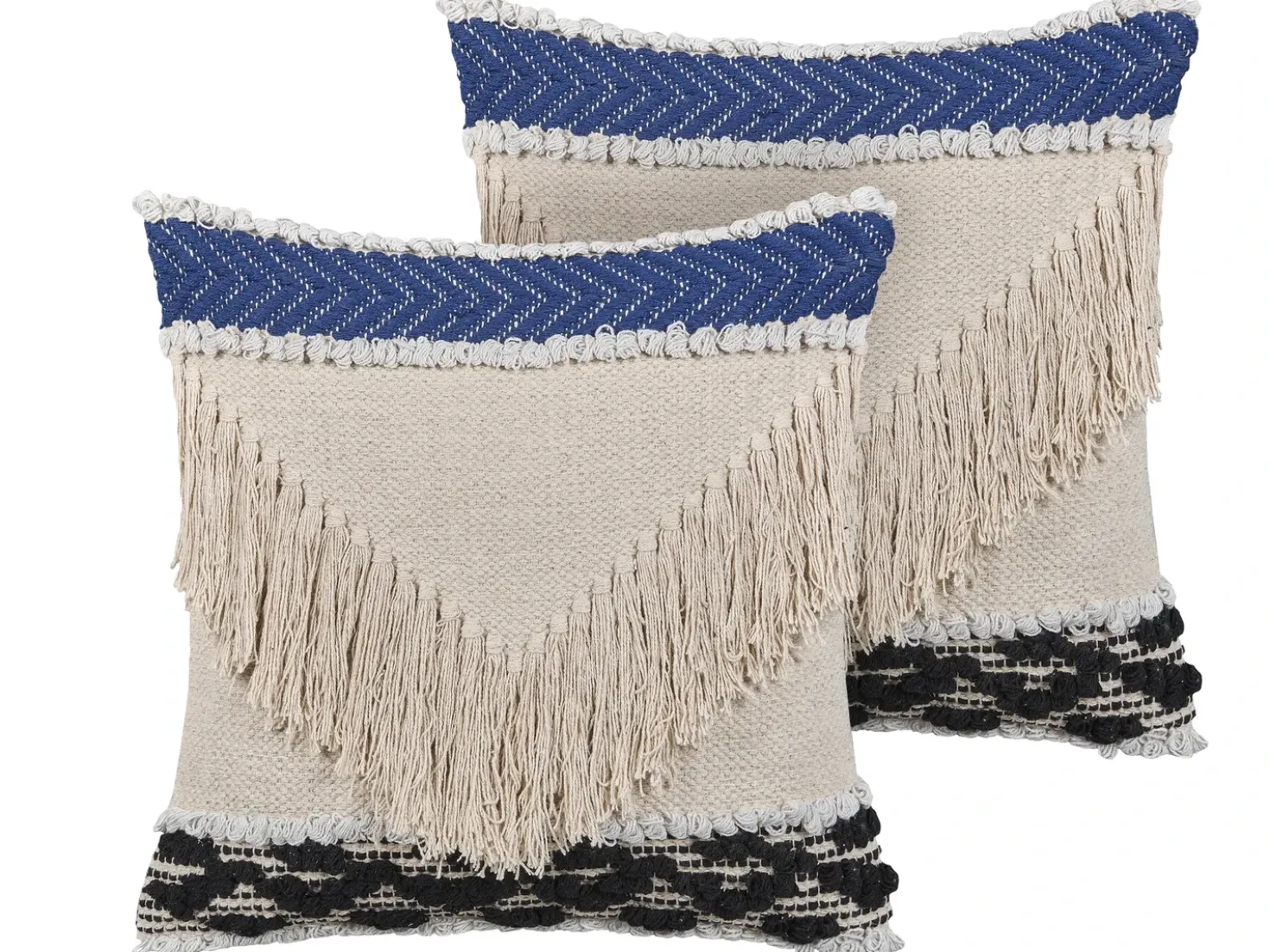 Set di 2 cuscini SOFCA Cotone 45 x 45 cm Beige Trama geometrica
