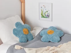 Set di 2 cuscini SORREL Cotone 30 x 30 cm Blu Fiore