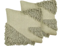 Set di 2 cuscini SOURWOOD Cotone 45 x 45 cm Verde chiaro Trama geometrica
