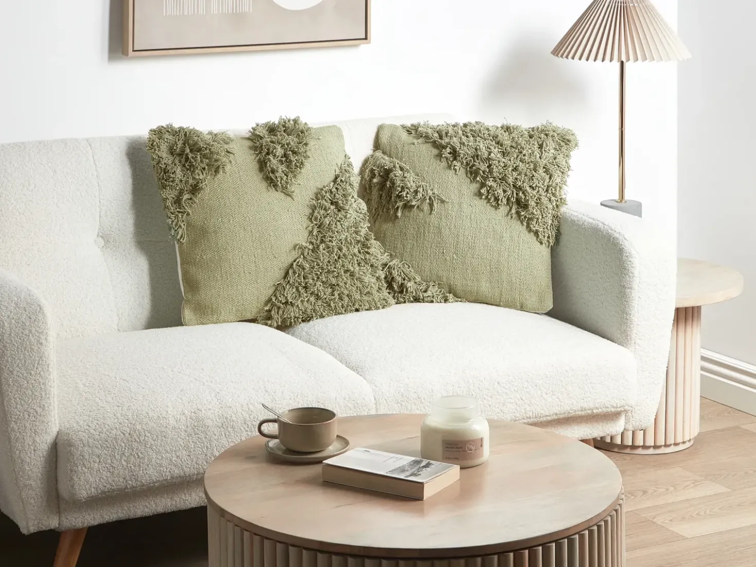 Set di 2 cuscini SOURWOOD Cotone 45 x 45 cm Verde chiaro Trama geometrica
