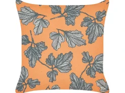 Set di 2 cuscini SPIREA 45 x 45 cm Arancione Nero Trama di piante