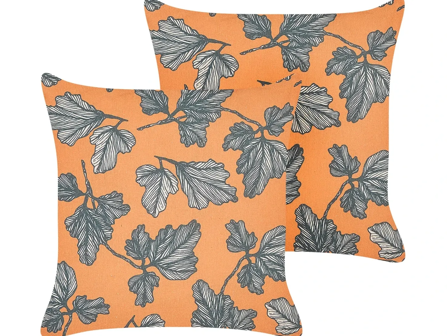 Set di 2 cuscini SPIREA 45 x 45 cm Arancione Nero Trama di piante