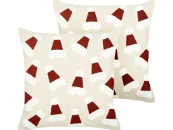Set di 2 cuscini SUGARPLUM Cotone 45 x 45 cm Beige chiaro Modello natalizio