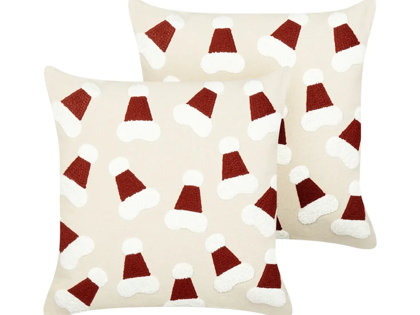 Set di 2 cuscini SUGARPLUM Cotone 45 x 45 cm Beige chiaro Modello natalizio