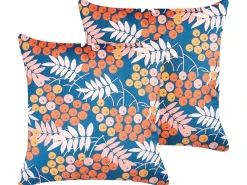 Set di 2 cuscini SUMAC Velluto 45 x 45 cm Multicolore Trama di piante