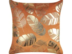 Set di 2 cuscini SUNFLOWER Velluto 45 x 45 cm Arancione Trama di piante