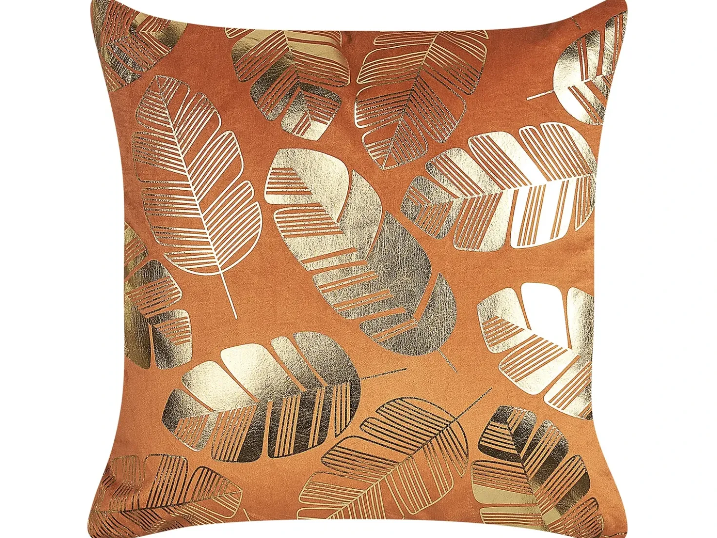 Set di 2 cuscini SUNFLOWER Velluto 45 x 45 cm Arancione Trama di piante