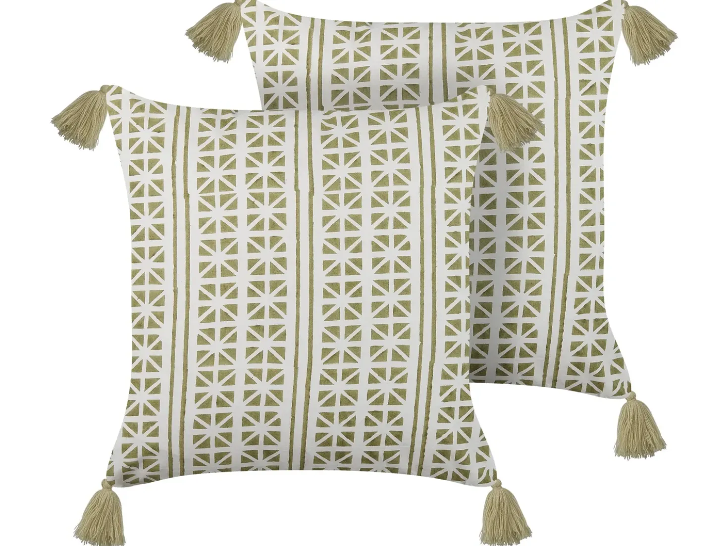 Set di 2 cuscini SYRINGA Cotone 45 x 45 cm Verde Trama geometrica