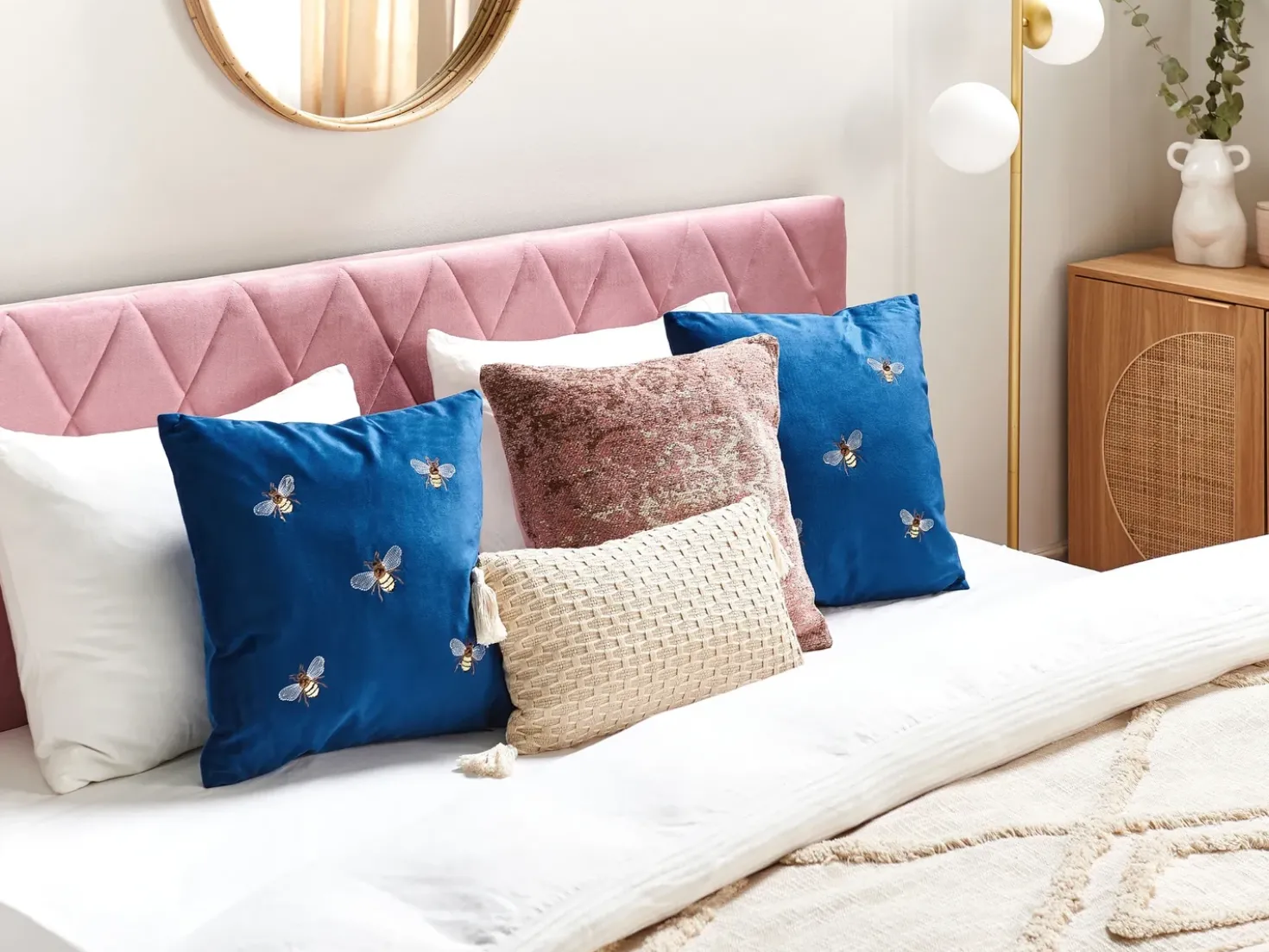 Set di 2 cuscini TALINUM Velluto 45 x 45 cm Blu Trama animale